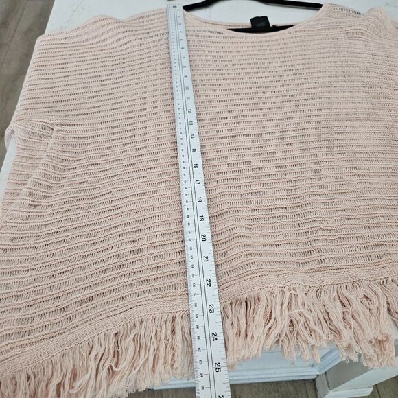 Anthropologie Akemi + Kin Frenchie Fringed Poncho Sweater Pink Sz Medium - Picture 12 of 12